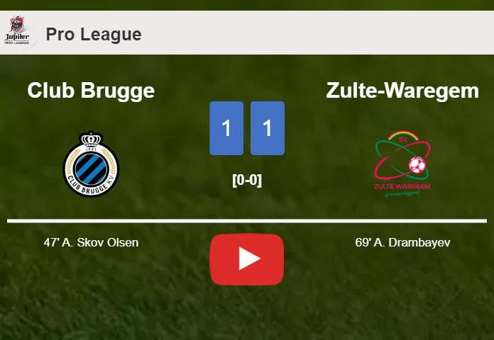 Club Brugge and Zulte-Waregem draw 1-1 on Friday. HIGHLIGHTS
