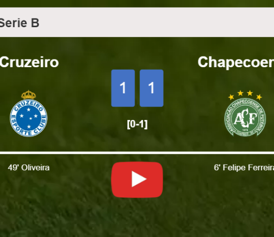 Cruzeiro and Chapecoense draw 1-1 on Saturday. HIGHLIGHTS
