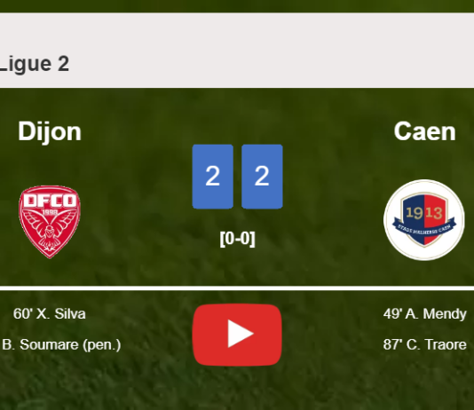 Dijon and Caen draw 2-2 on Saturday. HIGHLIGHTS