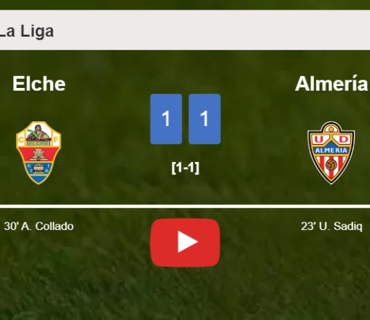 Elche and Almería draw 1-1 on Monday. HIGHLIGHTS