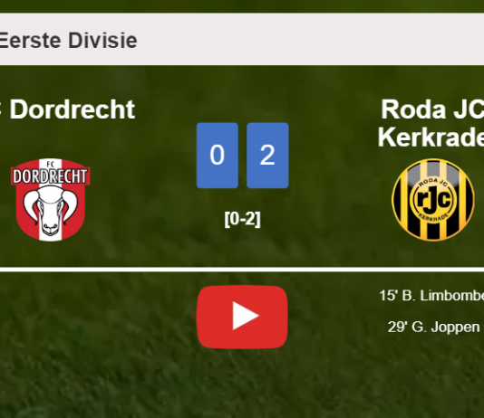 Roda JC Kerkrade prevails over FC Dordrecht 2-0 on Friday. HIGHLIGHTS