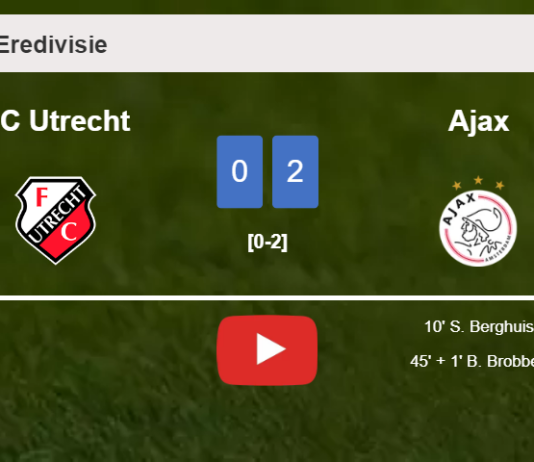 Ajax prevails over FC Utrecht 2-0 on Sunday. HIGHLIGHTS