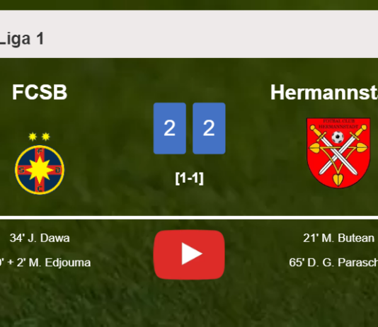 FCSB and Hermannstadt draw 2-2 on Sunday. HIGHLIGHTS