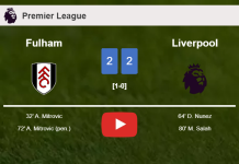 Fulham and Liverpool draw 2-2 on Saturday. HIGHLIGHTS