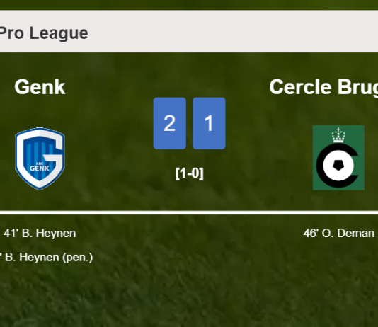 Genk tops Cercle Brugge 2-1 with B. Heynen scoring a double