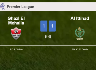 Ghazl El Mehalla and Al Ittihad draw 1-1 on Tuesday
