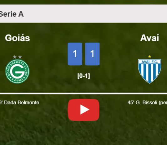 Goiás and Avaí draw 1-1 on Saturday. HIGHLIGHTS