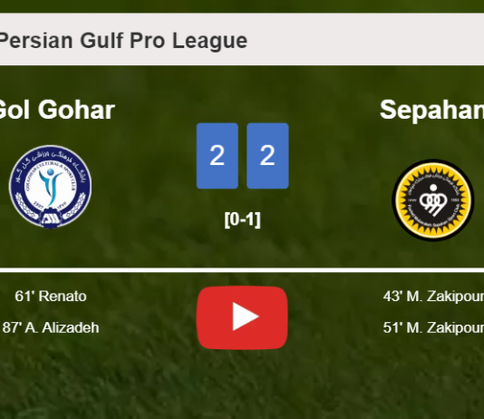 Gol Gohar manages to draw 2-2 with Sepahan after recovering a 0-2 deficit. HIGHLIGHTS