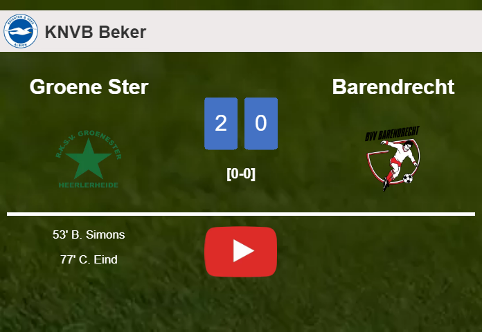 Groene Ster tops Barendrecht 2-0 on Saturday. HIGHLIGHTS