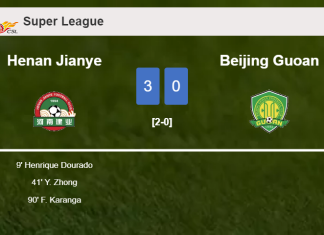 Henan Jianye defeats Beijing Guoan 3-0