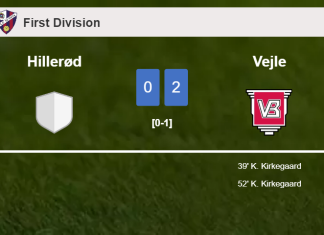 K. Kirkegaard scores 2 goals to give a 2-0 win to Vejle over Hillerød
