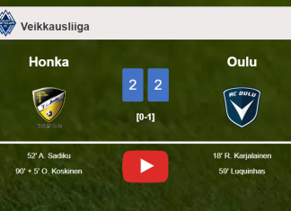 Honka and Oulu draw 2-2 on Saturday. HIGHLIGHTS