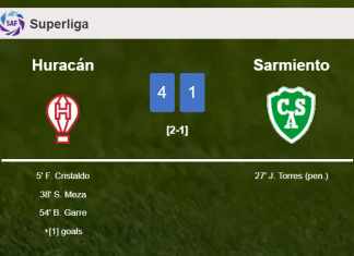 Huracán demolishes Sarmiento 4-1 after playing a great match