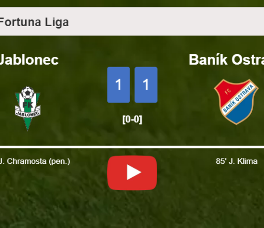 Baník Ostrava clutches a draw against Jablonec. HIGHLIGHTS