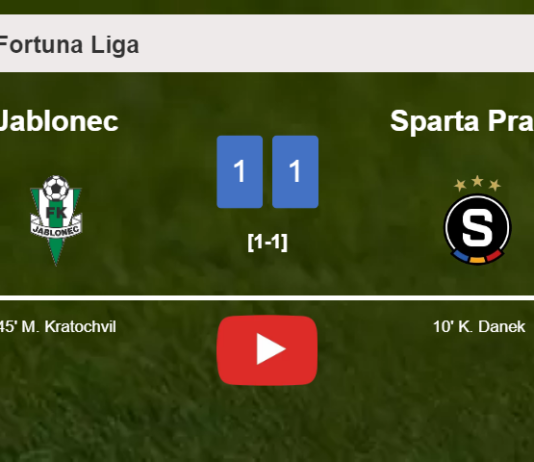 Jablonec and Sparta Praha draw 1-1 on Tuesday. HIGHLIGHTS