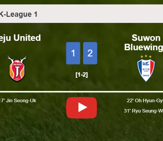 Suwon Bluewings recovers a 0-1 deficit to top Jeju United 2-1. HIGHLIGHTS