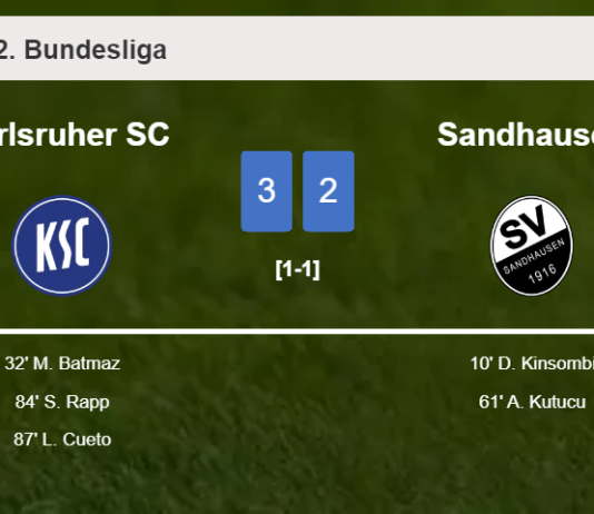 Karlsruher SC defeats Sandhausen after recovering from a 1-2 deficit
