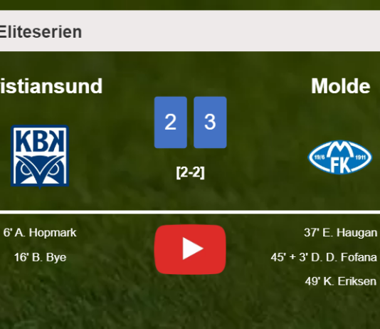Molde defeats Kristiansund after recovering from a 2-0 deficit. HIGHLIGHTS