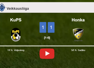 KuPS and Honka draw 1-1 on Sunday. HIGHLIGHTS