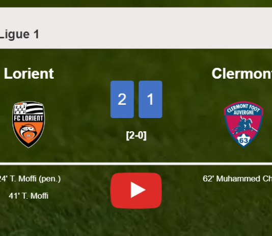 Lorient tops Clermont 2-1 with T. Moffi scoring a double. HIGHLIGHTS