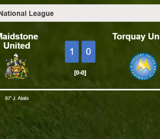 Maidstone United conquers Torquay United 1-0 with a late goal scored by J. Alabi