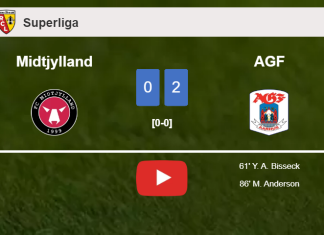 AGF beats Midtjylland 2-0 on Saturday. HIGHLIGHTS