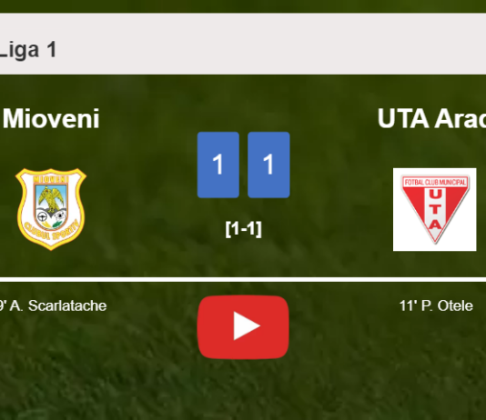 Mioveni and UTA Arad draw 1-1 after B. Krasniqi missed a penalty. HIGHLIGHTS