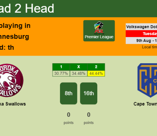 H2H, PREDICTION. Moroka Swallows vs Cape Town City | Odds, preview, pick, kick-off time 09-08-2022 - Premier League