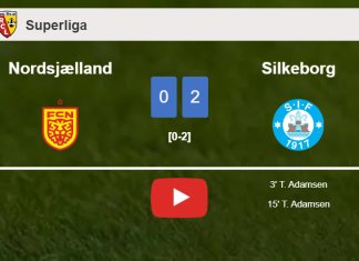 T. Adamsen scores a double to give a 2-0 win to Silkeborg over Nordsjælland. HIGHLIGHTS