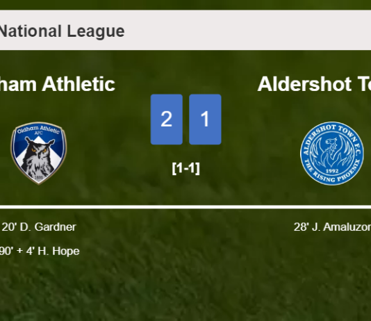 Oldham Athletic seizes a 2-1 win against Aldershot Town