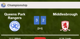 Queens Park Rangers tops Middlesbrough 3-2. HIGHLIGHTS