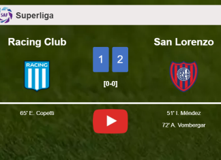 San Lorenzo overcomes Racing Club 2-1. HIGHLIGHTS
