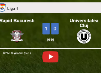 Rapid Bucuresti prevails over Universitatea Cluj 1-0 with a goal scored by M. Dugandzic. HIGHLIGHTS