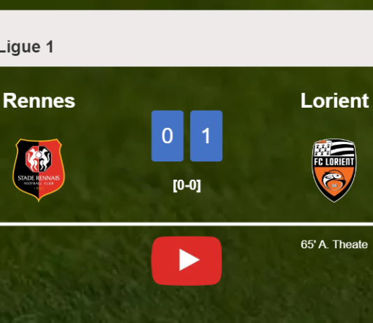 Lorient prevails over Rennes 1-0 with a late and unfortunate own goal from A. Theate. HIGHLIGHTS
