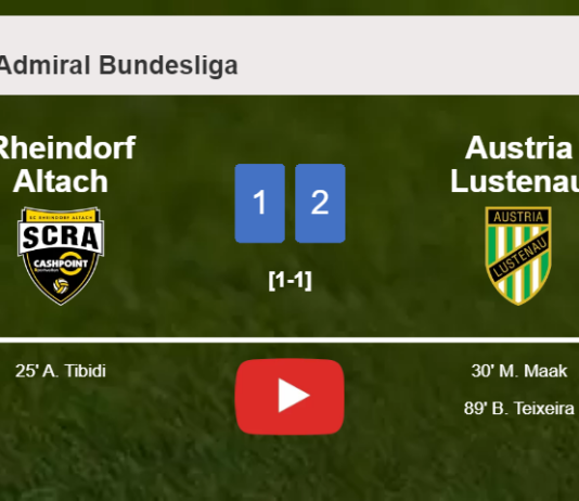 Austria Lustenau recovers a 0-1 deficit to top Rheindorf Altach 2-1. HIGHLIGHTS