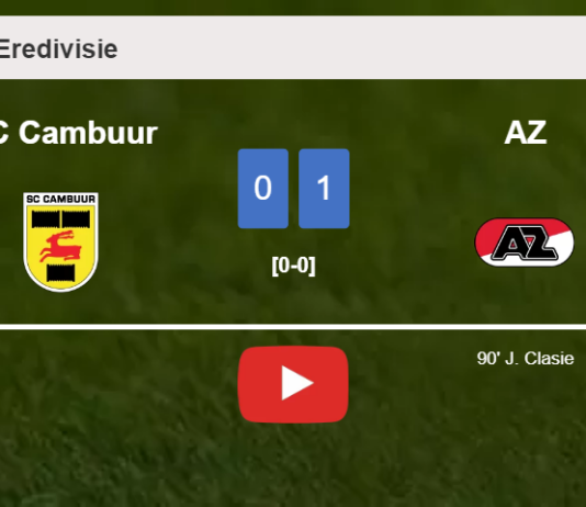 AZ overcomes SC Cambuur 1-0 with a late goal scored by J. Clasie. HIGHLIGHTS