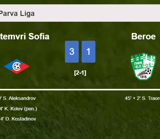 Septemvri Sofia prevails over Beroe 3-1