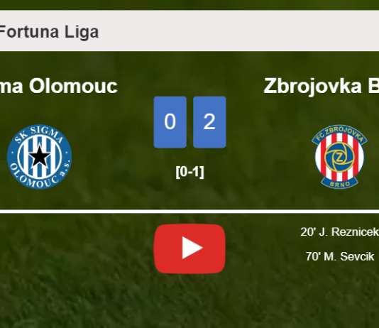 Zbrojovka Brno prevails over Sigma Olomouc 2-0 on Saturday. HIGHLIGHTS