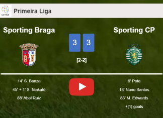 Sporting Braga and Sporting CP draws a hectic match 3-3 on Sunday. HIGHLIGHTS