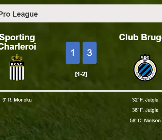 Club Brugge overcomes Sporting Charleroi 3-1 after recovering from a 0-1 deficit