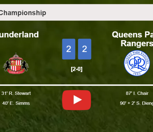 Queens Park Rangers manages to draw 2-2 with Sunderland after recovering a 0-2 deficit. HIGHLIGHTS