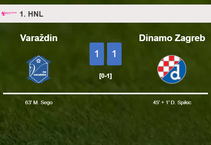 Varaždin and Dinamo Zagreb draw 1-1 on Friday