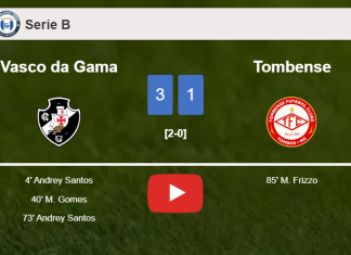 Vasco da Gama beats Tombense 3-1 with 2 goals from A. Santos. HIGHLIGHTS