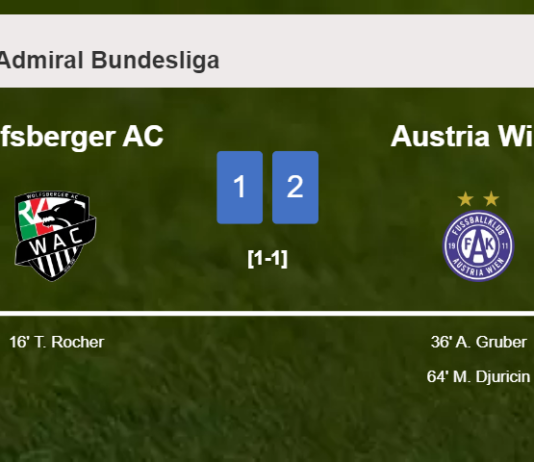 Austria Wien recovers a 0-1 deficit to best Wolfsberger AC 2-1