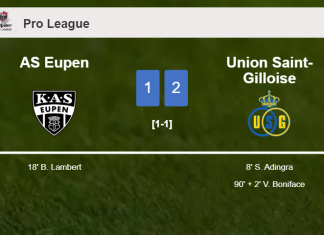 Union Saint-Gilloise clutches a 2-1 win against AS Eupen