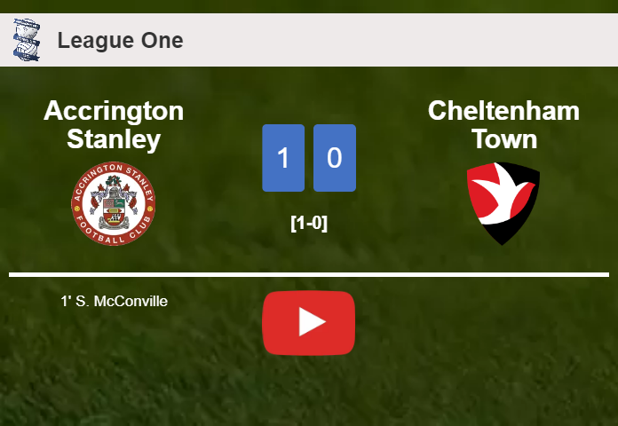Accrington Stanley prevails over Cheltenham Town 1-0 with a goal scored by S. McConville. HIGHLIGHTS