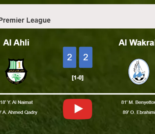 Al Wakrah manages to draw 2-2 with Al Ahli after recovering a 0-2 deficit. HIGHLIGHTS