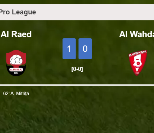 Al Raed overcomes Al Wahda 1-0 with a goal scored by A. Mitriță