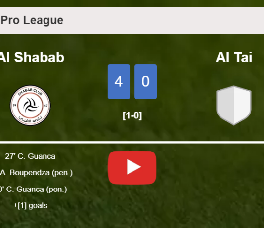 Al Shabab crushes Al Tai 4-0 with an outstanding performance. HIGHLIGHTS