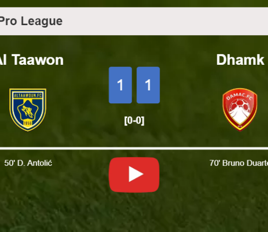 Al Taawon and Dhamk draw 1-1 on Friday. HIGHLIGHTS